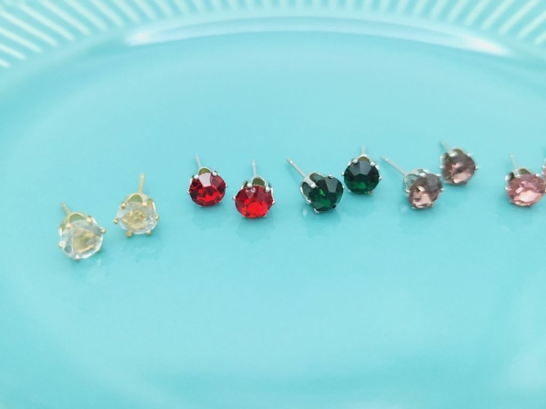 Glitzer Steinchen Ohrstecker Mix- 2 Paar Set
